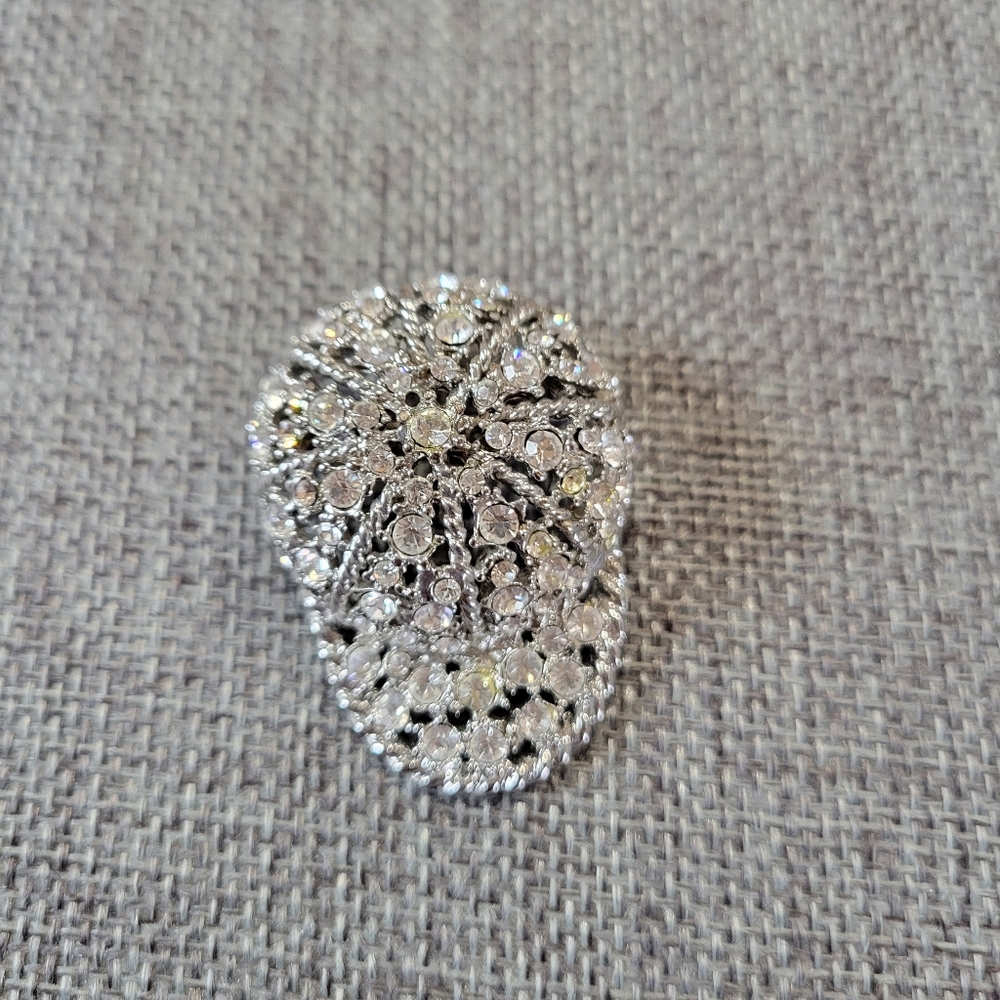 Elegant Silver Crystal Brooch
